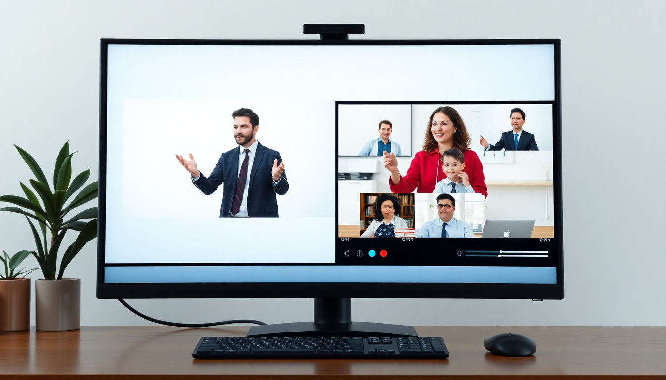 녹화 강의와 실시간 온라인 강의를 대비하는 컴퓨터 화면 모습