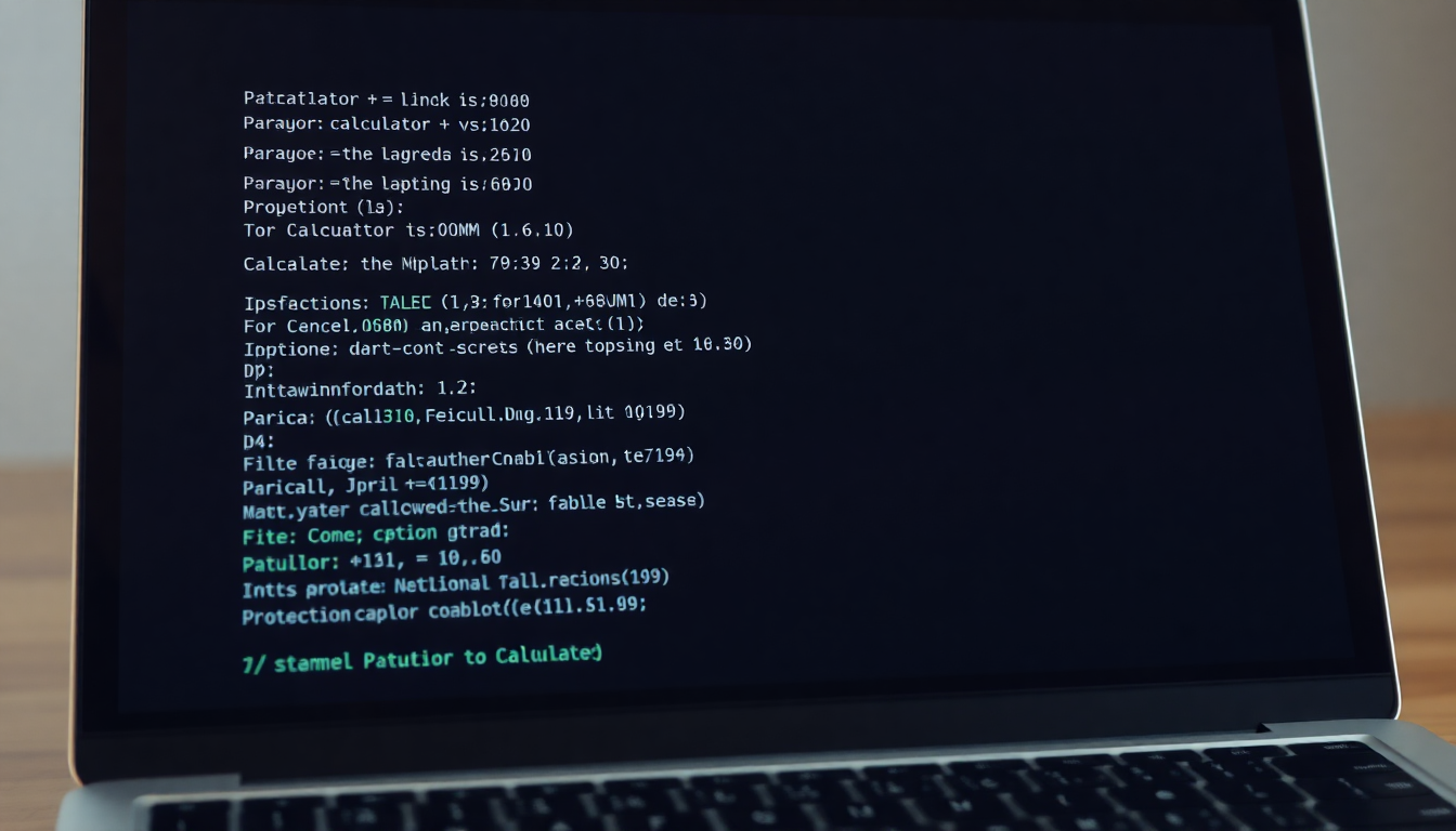 간단한 계산기 프로그램 코드와 결과가 보이는 노트북 화면