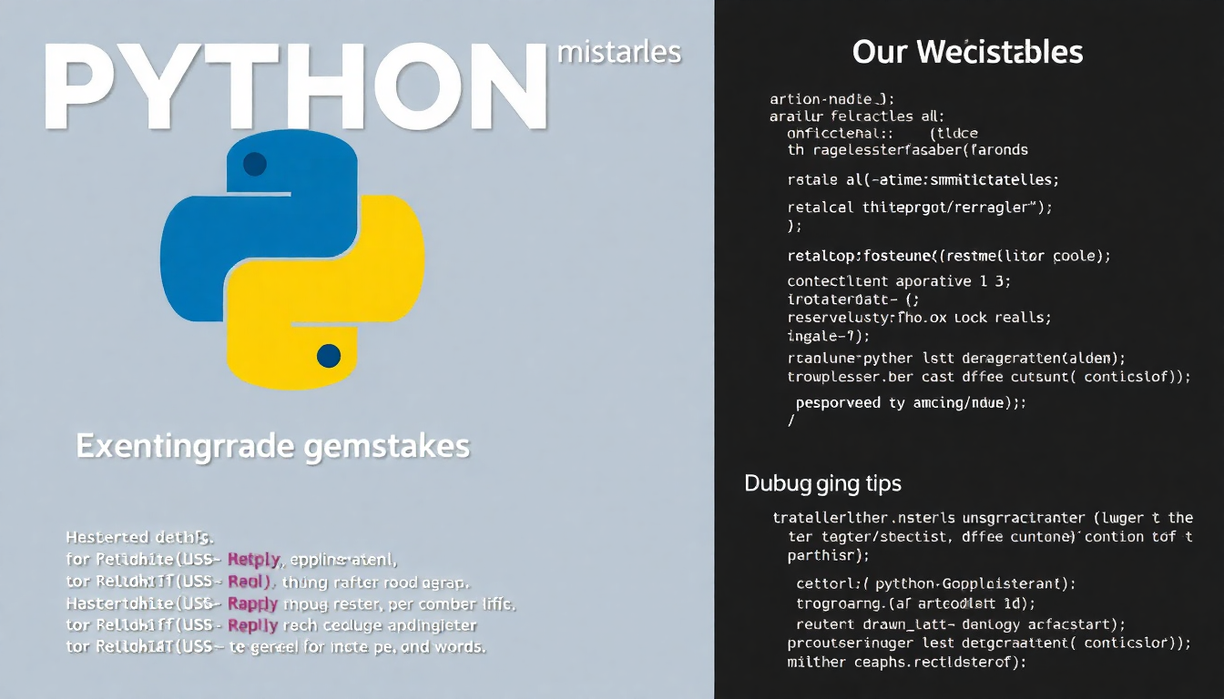 초보자가 자주 하는 파이썬 변수 관련 실수와 디버깅 팁을 설명하는 이미지