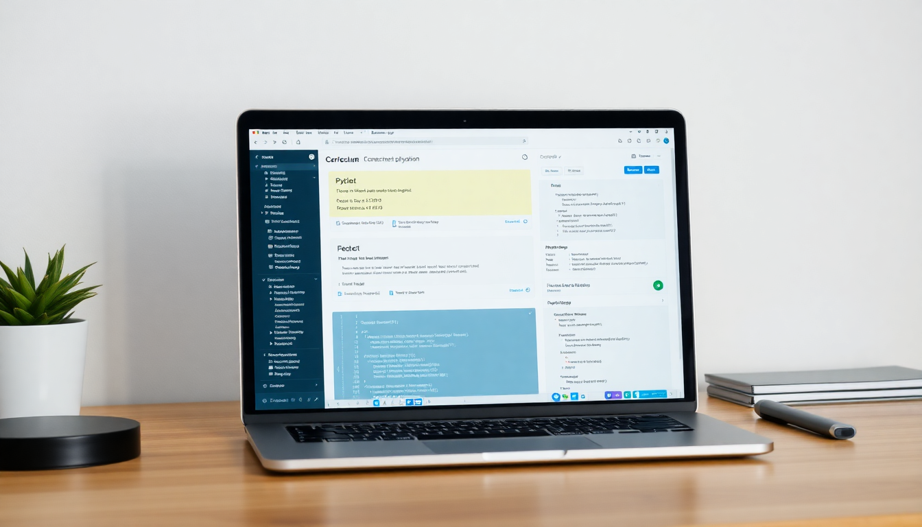 코드 진행 바와 코드 에디터가 보이는 인터랙티브 학습 플랫폼의 깔끔한 작업 공간