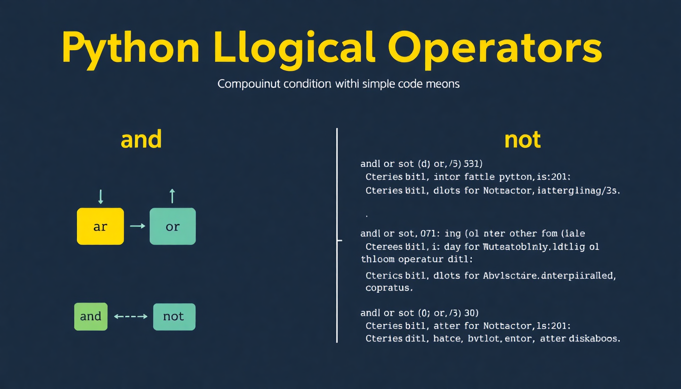 파이썬 논리 연산자 and, or, not과 함께 간단한 예시 코드와 로직 게이트 아이콘을 나타낸 인포그래픽